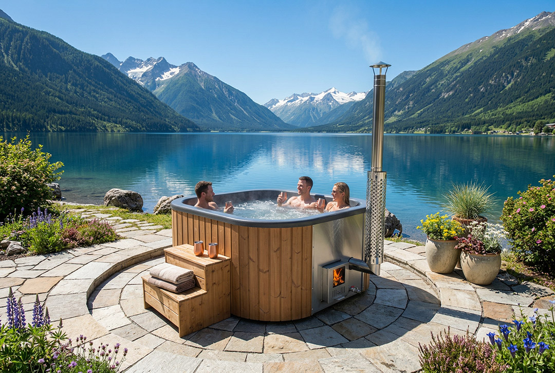 Hot Tub Koller Mostviertel mit Fichtenholz-Verkleidung