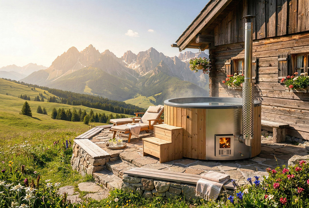 Hot Tub Koller Waldviertel mit Fichtenholz-Verkleidung